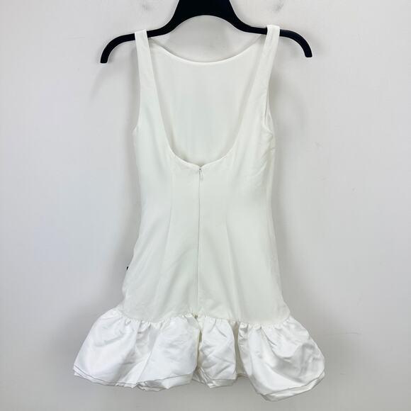 Lulus Superb Aura White Ruffled Drop Waist Mini Dress Bubble Hem Party XS NWT - Picture 10 of 13